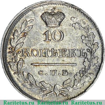 Реверс монеты 10 копеек 1820 года СПБ-ПС корона широкая