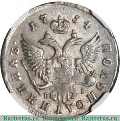 Реверс монеты полуполтинник 1754 года ММД-ЕI 