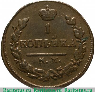 Реверс монеты 1 копейка 1825 года КМ-АМ 