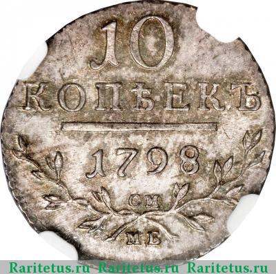 Реверс монеты 10 копеек 1798 года СМ-МБ 