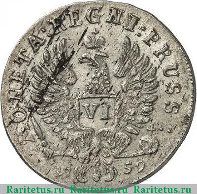 Реверс монеты 6 грошей 1759 года  