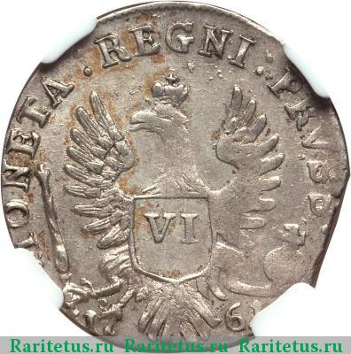 Реверс монеты 6 грошей 1761 года  