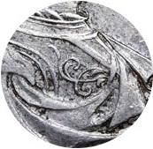Деталь монеты 1 рубль 1718 года OK-L арабески на груди