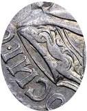 Деталь монеты 1 рубль 1719 года  без букв, вышивка на рукаве