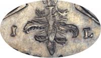 Деталь монеты 1 рубль 1719 года OK-IL-L арабески на груди