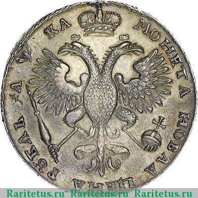 Реверс монеты 1 рубль 1721 года  без букв, без пальмовой ветви