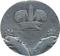 Деталь монеты полтина 1718 года  грубый портрет, большая корона