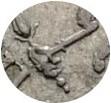 Деталь монеты полтина 1718 года L средняя голова