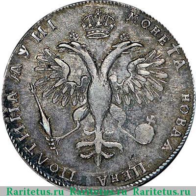 Реверс монеты полтина 1718 года L без арабесок