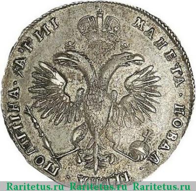 Реверс монеты полтина 1718 года OK без арабесок