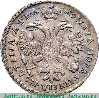 Реверс монеты полтина 1721 года  точка