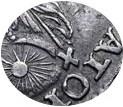 Деталь монеты 1 рубль 1723 года OK малый крест