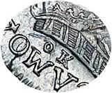 Деталь монеты 1 рубль 1723 года OK 