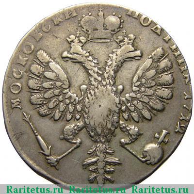 Реверс монеты полтина 1712 года  дата справа от орла