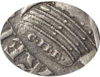 Деталь монеты 1 рубль 1724 года СПБ в обрезе, звезда
