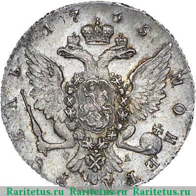 Реверс монеты 1 рубль 1765 года СПБ-TI-СА 