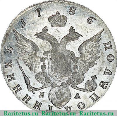 Реверс монеты полуполтинник 1786 года СПБ-ЯА 