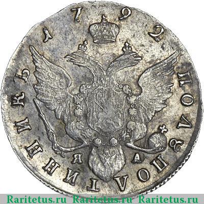 Реверс монеты полуполтинник 1792 года СПБ-ЯА 
