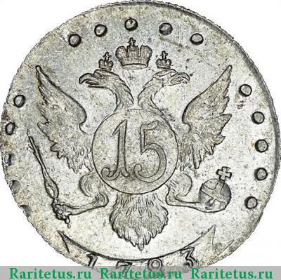 Реверс монеты 15 копеек 1783 года СПБ 