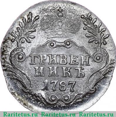Реверс монеты гривенник 1787 года СПБ 