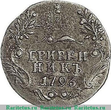 Реверс монеты гривенник 1793 года СПБ 