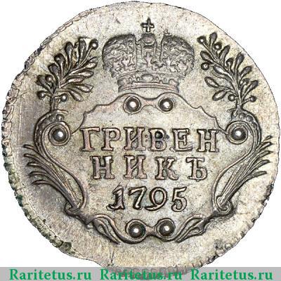 Реверс монеты гривенник 1795 года СПБ 