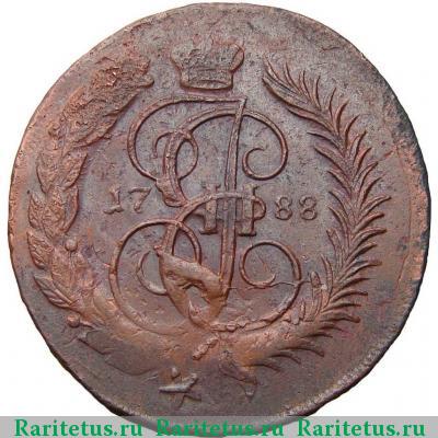 Реверс монеты 2 копейки 1788 года ММ гурт надпись