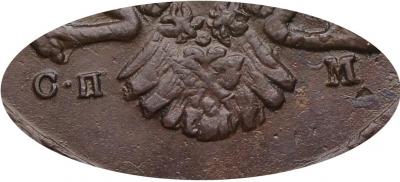 Деталь монеты 5 копеек 1763 года СПМ буквы меньше, бант больше
