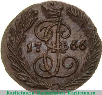 Реверс монеты полушка 1766 года ЕМ 