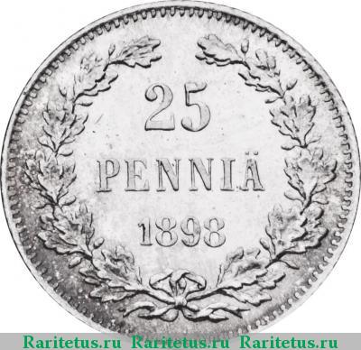 Реверс монеты 25 пенни (pennia) 1898 года L 