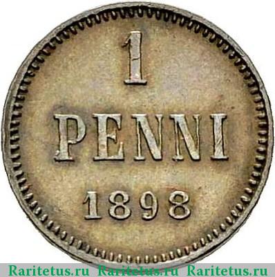 Реверс монеты 1 пенни (penni) 1898 года  
