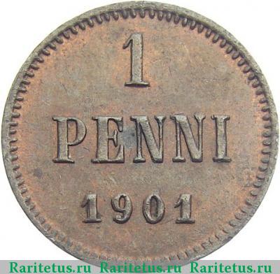 Реверс монеты 1 пенни (penni) 1901 года  