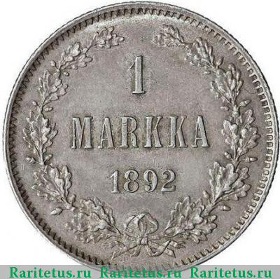 Реверс монеты 1 марка 1892 года L 