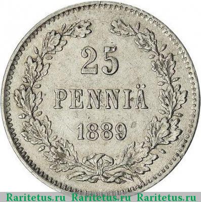 Реверс монеты 25 пенни (pennia) 1889 года L 
