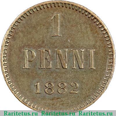 Реверс монеты 1 пенни (penni) 1882 года  