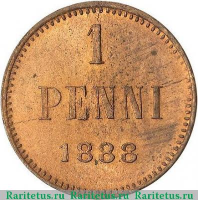 Реверс монеты 1 пенни (penni) 1888 года  
