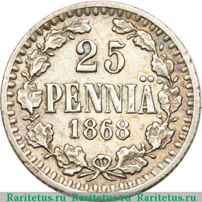 Реверс монеты 25 пенни (pennia) 1868 года S 