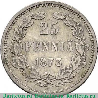 Реверс монеты 25 пенни (pennia) 1873 года S 