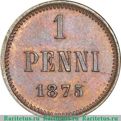 Реверс монеты 1 пенни (penni) 1875 года  